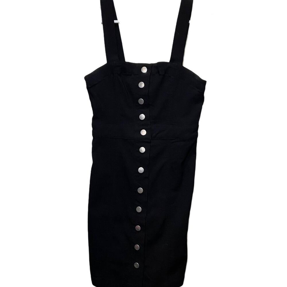 Forever 21 Contemporary Dress Bodycon Button Down Tank Wide Strap Black XS
